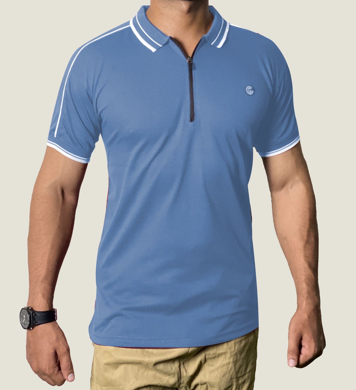 Aura imported zipper polo