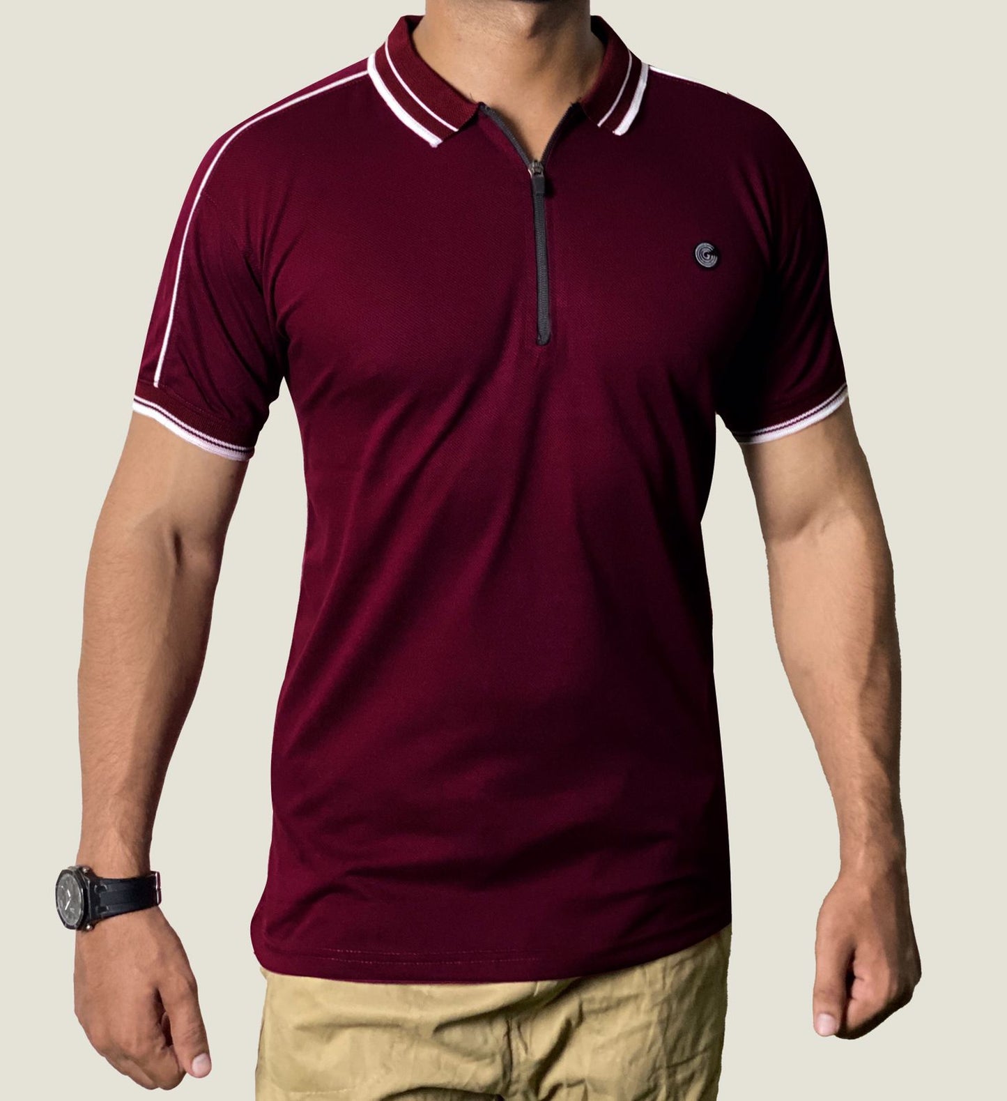 Aura imported zipper polo